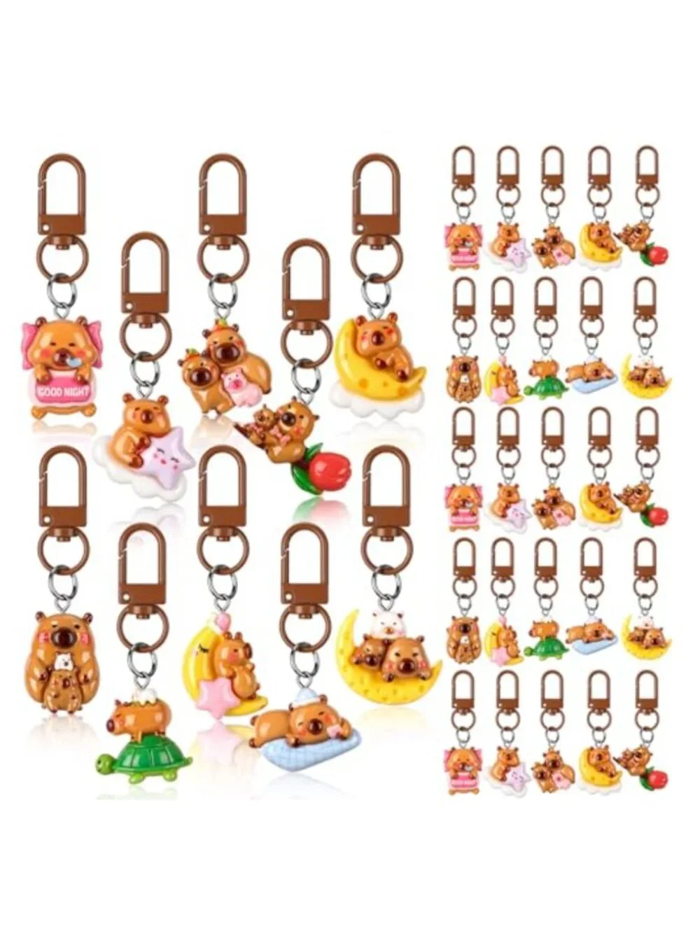 30 Pcs Capybara Keychains Kawaii Animal Bag Charm Cute 3D Resin Keychain Gift
